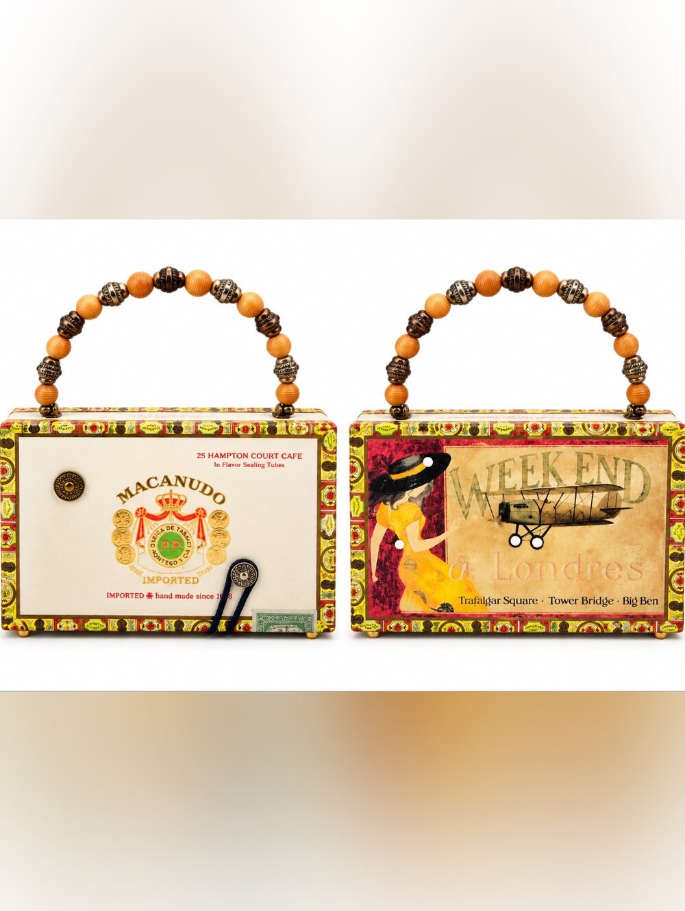 Cigar Box Handbag with Beaded Handle